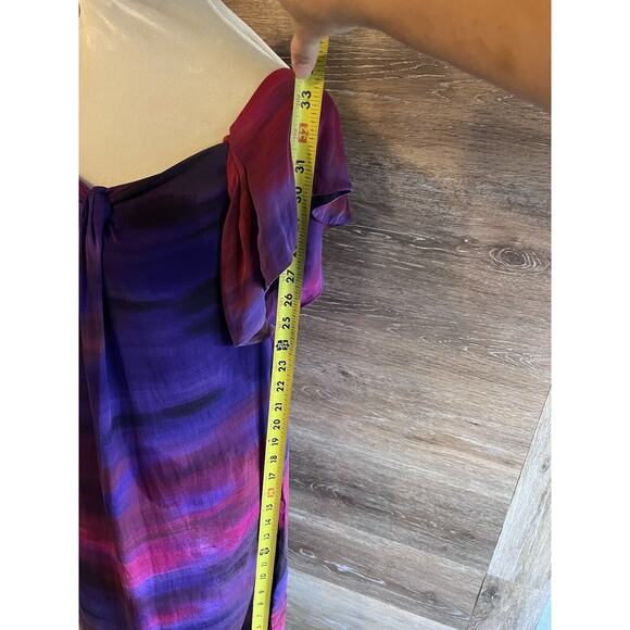 Diane Von Furstenberg Silk Spandex Dress Sz 8 Red Pink Purple Artsy Cocktail - Picture 2 of 9